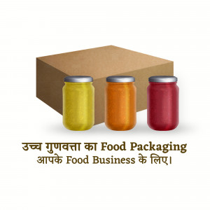 Cardboard box with three jars of food products, showcasing food packaging.