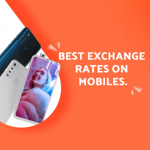 Mobile phones with text 'Best Exchange Rates on Mobiles'