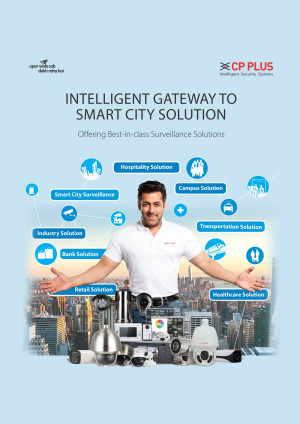 CP Plus advertisement featuring Salman Khan promoting smart city surveillance solutions.