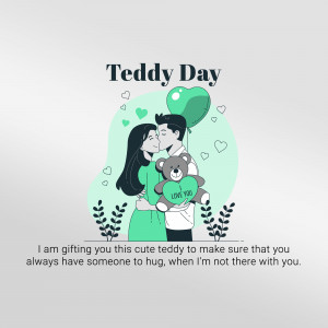 Illustration of a couple with a teddy bear for Teddy Day