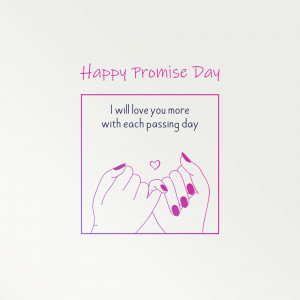 Promise Day greeting with pink heart hands illustration