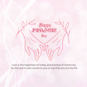 Pink background with two hands making a pinky promise and the text 'Happy Promise Day'