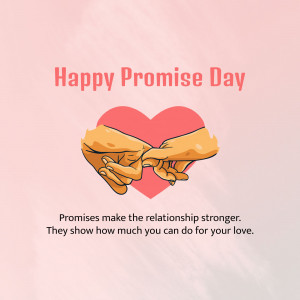 Illustration of two hands making a pinky promise with a heart in the background, wishing Happy Promise Day.