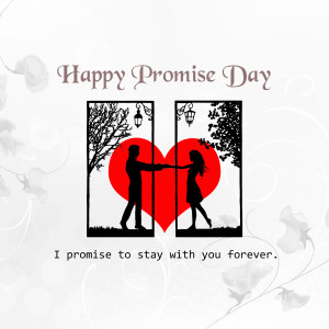 Happy Promise Day image with couple silhouette and a red heart
