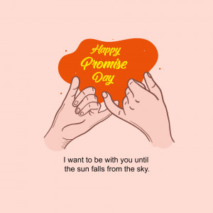 Illustration of two hands pinky promising with text 'Happy Promise Day' and a romantic quote.