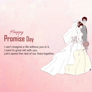 Illustration of a bride and groom with 'Happy Promise Day' text.