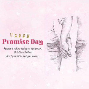 Sketch of a couple holding hands with 'Happy Promise Day' text