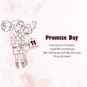 Sketch of a couple hugging with a calendar marking February 11th for Promise Day.