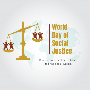 Illustration depicting the scales of justice with people on each side, representing World Day of Social Justice.
