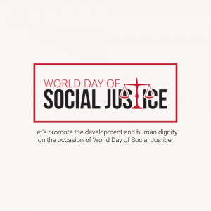 World Day of Social Justice graphic with scales of justice