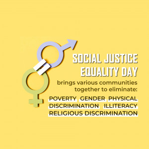 Gender equality symbols with text promoting social justice and equality.