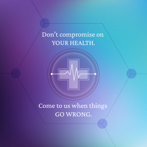 Image with a medical symbol and text emphasizing the importance of health.
