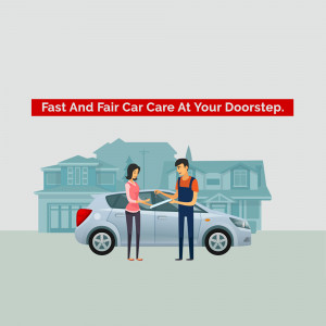 Illustration of a mechanic handing car keys to a woman in front of a house.