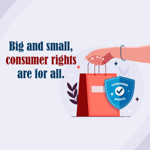 Illustration depicting consumer rights with a hand protecting a shopping bag and a shield.