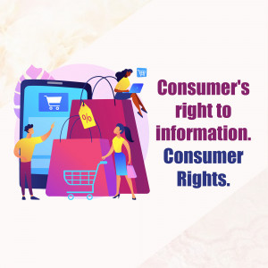 Illustration depicting consumer rights and online shopping with people interacting with a smartphone and shopping bags.