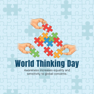Hands connecting puzzle pieces with the text 'World Thinking Day'