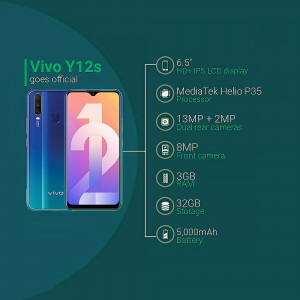 Vivo Y12s smartphone with key specifications highlighted