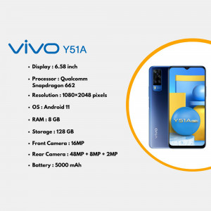 Vivo Y51A smartphone with key specifications listed