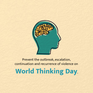 Illustration of a human head in profile with a brain inside, representing World Thinking Day and mental health.