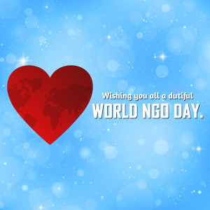 Red heart with a world map inside, celebrating World NGO Day