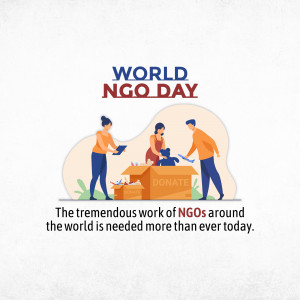 Illustration depicting people volunteering and donating for World NGO Day.