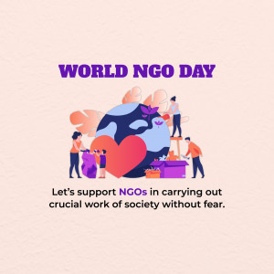 Illustration for World NGO Day featuring people supporting the Earth