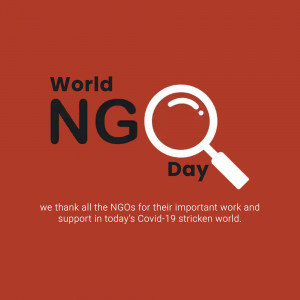 World NGO Day graphic with a magnifying glass over the letters NGO