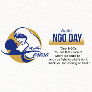 Image commemorating World NGO Day featuring Mother Teresa