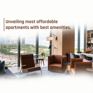 Modern apartment living room with city view