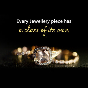 Close-up of a diamond ring and bracelet on a dark background with text overlay.