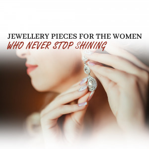 Close-up of a woman wearing elegant diamond earrings