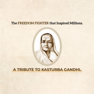 Portrait of Kasturba Gandhi in a sepia tone oval frame