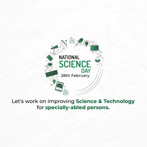 National Science Day graphic with science icons and text