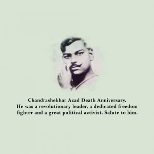 Black and white portrait of Chandrashekhar Azad, an Indian revolutionary.