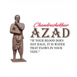 Statue of Chandrashekhar Azad with a motivational quote.