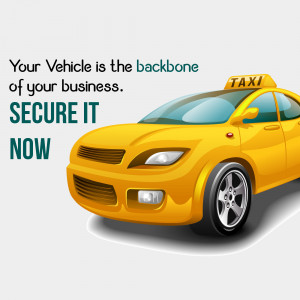 Yellow taxi cab with text promoting vehicle security