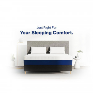 A neatly made bed with white bedding in a modern bedroom.