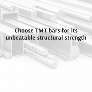 Close-up of TMT steel bars used in construction
