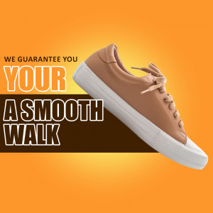 Brown sneakers with white soles on a gradient orange background