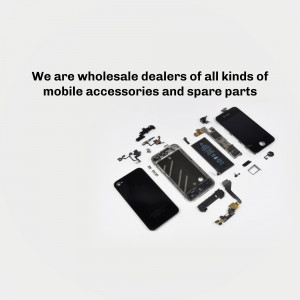 Disassembled mobile phone with spare parts and accessories