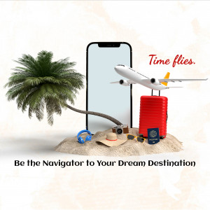 A creative image depicting travel essentials around a smartphone.