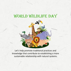 Illustration of various animals celebrating World Wildlife Day