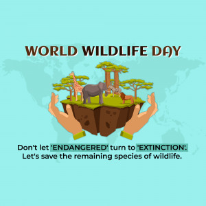 Illustration depicting hands cradling a landmass with wildlife, promoting World Wildlife Day.