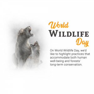 Image depicting two lion cubs roaring with the text 'World Wildlife Day'