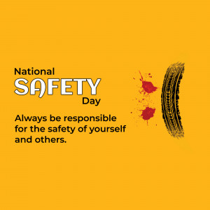 National Safety Day poster with tire tracks and blood splatter