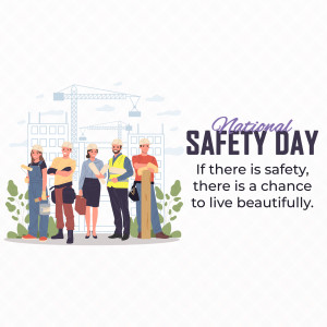 Illustration depicting construction workers and professionals celebrating National Safety Day.