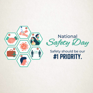 National Safety Day graphic with safety precautions