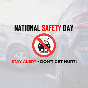 Image promoting National Safety Day with a 'no drinking and driving' message.