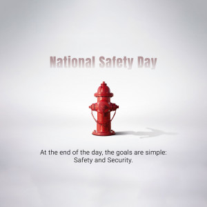 Red fire hydrant with text 'National Safety Day'
