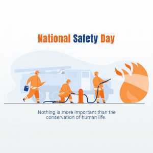 Illustration depicting firefighters and a fire truck for National Safety Day